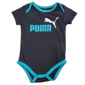 🟢K1380 * Puma Boys Minicats Bodysuit Navy Blue Teal Size 6/9M